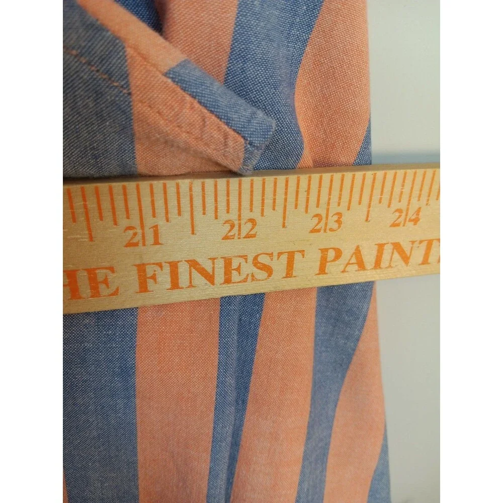 Vintage J.Crew Men's XL Long Sleeve Button Down Shirt Orange Blue Striped Casual